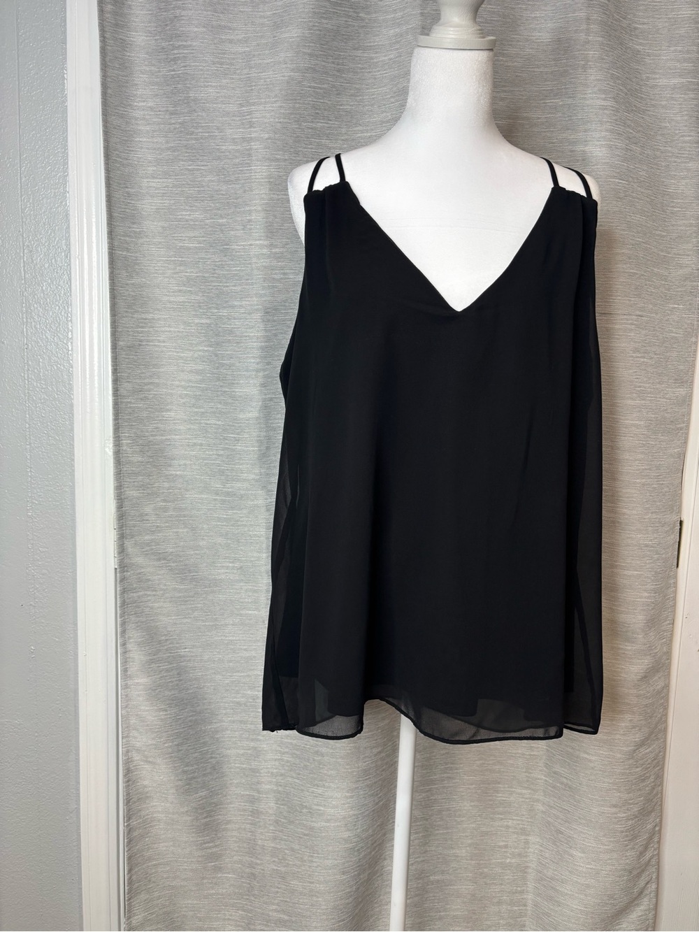 GUESS Black V-Neck Cold-Shoulder Camisole with Double Straps